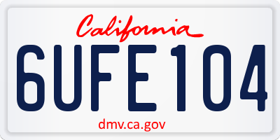 CA license plate 6UFE104