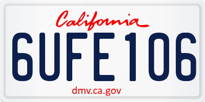 CA license plate 6UFE106
