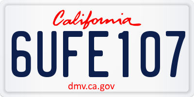 CA license plate 6UFE107
