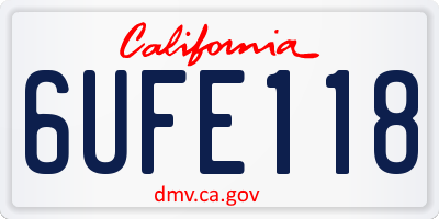 CA license plate 6UFE118