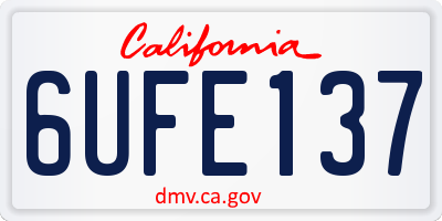 CA license plate 6UFE137