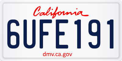 CA license plate 6UFE191