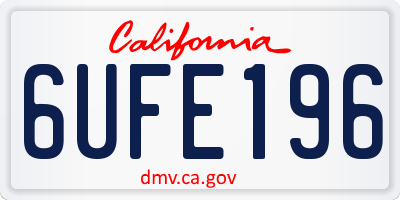 CA license plate 6UFE196