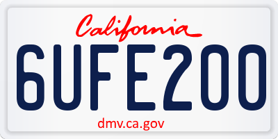 CA license plate 6UFE200