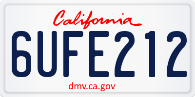CA license plate 6UFE212