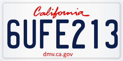 CA license plate 6UFE213