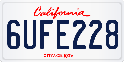 CA license plate 6UFE228
