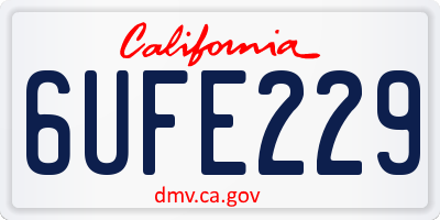 CA license plate 6UFE229
