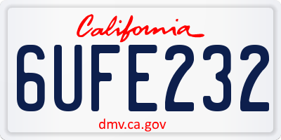 CA license plate 6UFE232