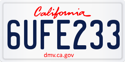 CA license plate 6UFE233