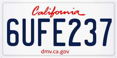 CA license plate 6UFE237