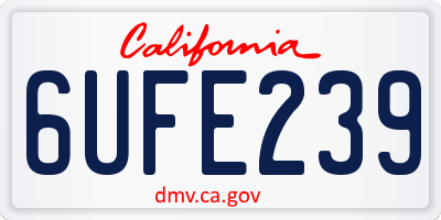 CA license plate 6UFE239