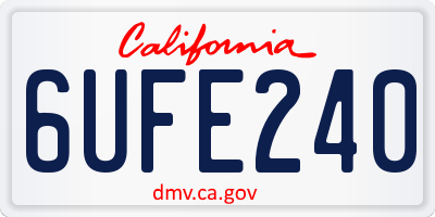 CA license plate 6UFE240