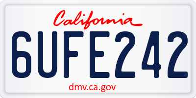 CA license plate 6UFE242