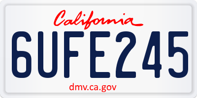 CA license plate 6UFE245