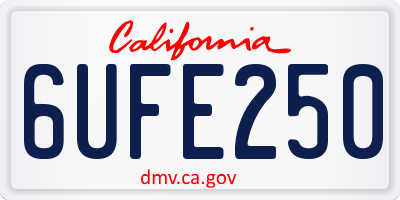 CA license plate 6UFE250