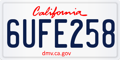 CA license plate 6UFE258