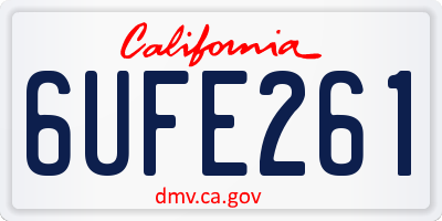 CA license plate 6UFE261