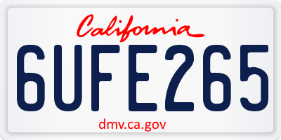 CA license plate 6UFE265
