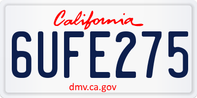 CA license plate 6UFE275