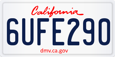 CA license plate 6UFE290