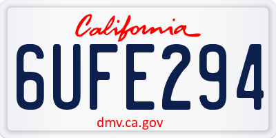 CA license plate 6UFE294