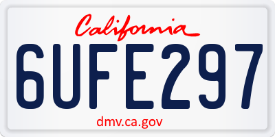 CA license plate 6UFE297