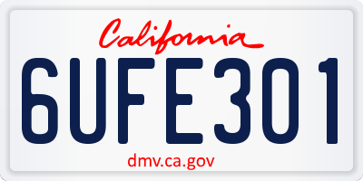 CA license plate 6UFE301