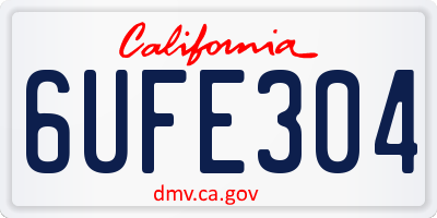 CA license plate 6UFE304