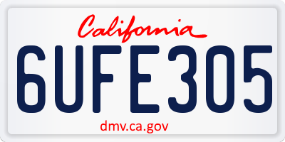 CA license plate 6UFE305