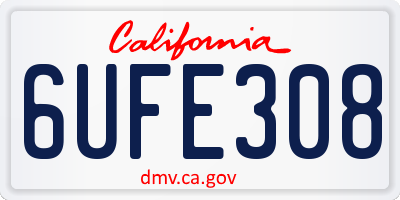 CA license plate 6UFE308