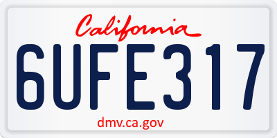 CA license plate 6UFE317