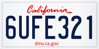 CA license plate 6UFE321
