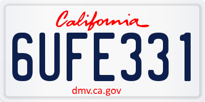 CA license plate 6UFE331