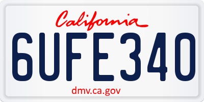 CA license plate 6UFE340
