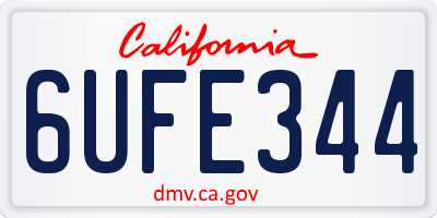 CA license plate 6UFE344
