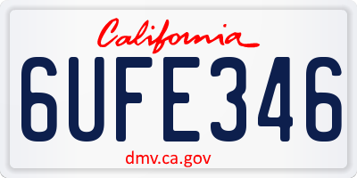 CA license plate 6UFE346