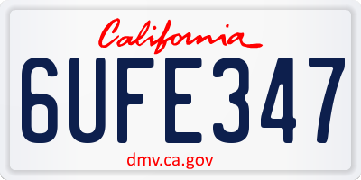 CA license plate 6UFE347
