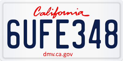 CA license plate 6UFE348