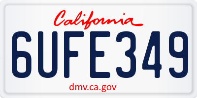 CA license plate 6UFE349