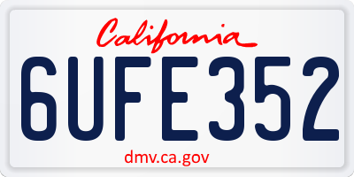 CA license plate 6UFE352