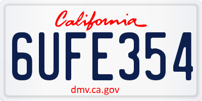 CA license plate 6UFE354