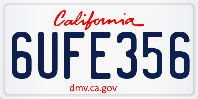 CA license plate 6UFE356