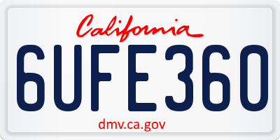 CA license plate 6UFE360