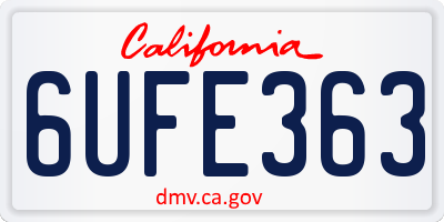 CA license plate 6UFE363