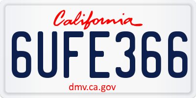CA license plate 6UFE366