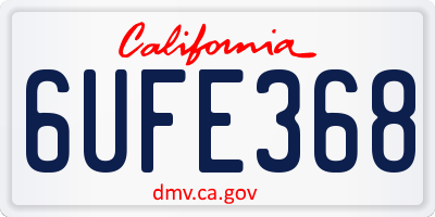 CA license plate 6UFE368