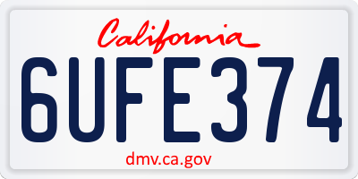 CA license plate 6UFE374