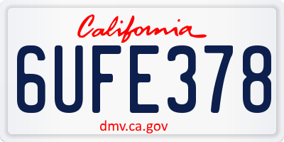 CA license plate 6UFE378