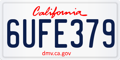 CA license plate 6UFE379
